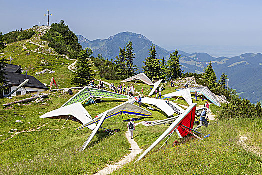 悬挂,滑翔机,场所,齐姆高,阿尔卑斯山,上巴伐利亚,巴伐利亚,德国南部,德国,欧洲