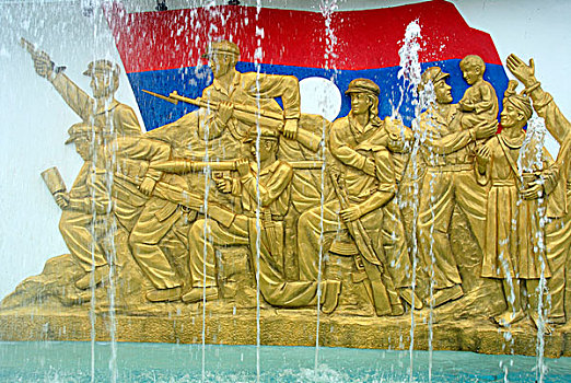 老挝,国家,旗帜,喷泉,纪念建筑,省,东南亚,亚洲