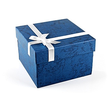蓝色,礼盒,丝带,蝴蝶结,隔绝,白色背景