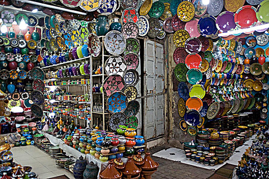 陶瓷,店,露天市场,玛拉喀什