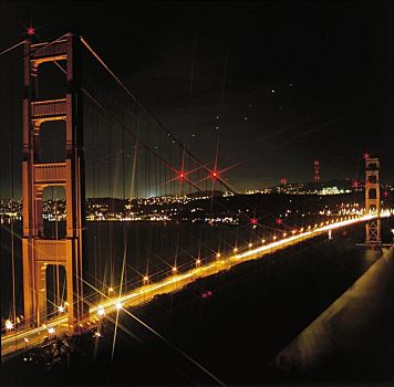 金门大桥,夜晚,旧金山,加利福尼亚,美国,北美