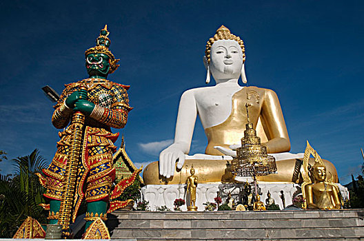 寺院,康巴,庙宇,雕塑,监护,巨大,清迈,泰国