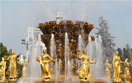美女,喷泉,友谊,莫斯科
