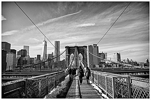 风景,天际线,曼哈顿,布鲁克林大桥,纽约