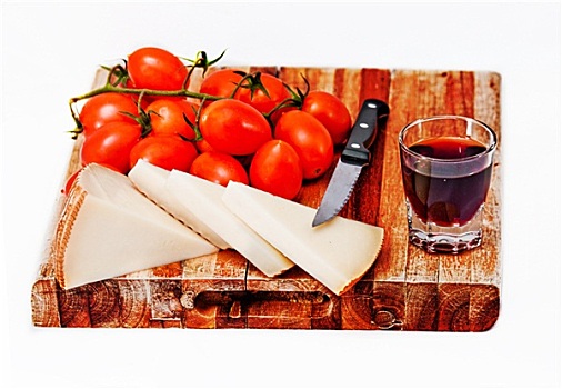 奶酪,葡萄酒,西红柿