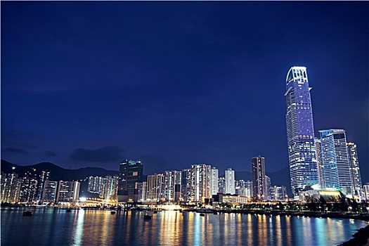 香港,夜晚,现代建筑