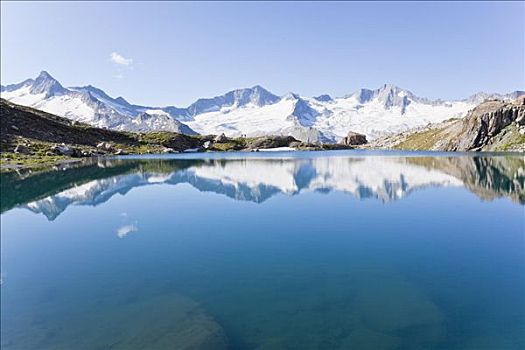 高山湖,反射,阿尔卑斯山,提洛尔,奥地利