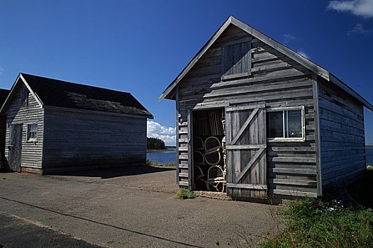木屋,海滩,爱德华王子岛,加拿大