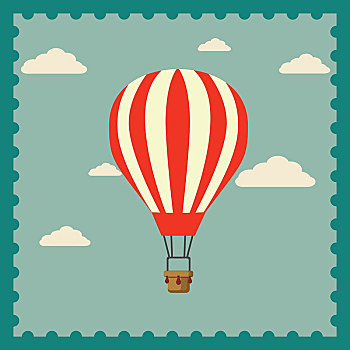设计,热气球,空中,云,背景