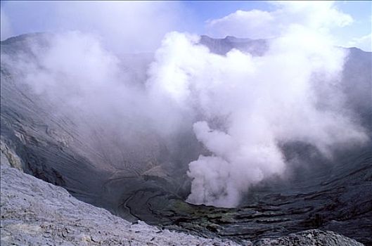 印度尼西亚,爪哇,火山口,火山,婆罗莫,烟