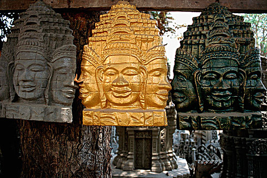 柬埔寨,雕塑,佛,工厂