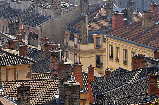 屋顶,房子,里昂,法国
