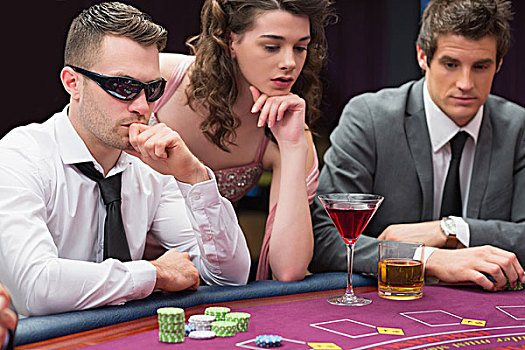男人,坐,女人,纸牌,桌子,赌场