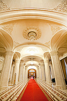 红地毯,宫殿,走廊,布加勒斯特,罗马尼亚