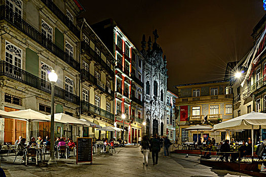 路边咖啡馆,夜晚,波尔图,葡萄牙