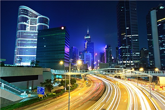 香港,市區,交通,夜晚