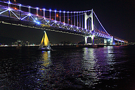 韩国,釜山,桥,夜晚