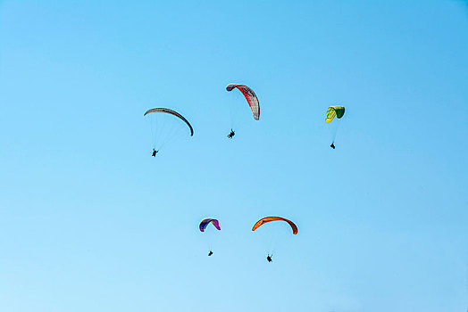 滑翔伞运动者,蓝天,法国,欧洲