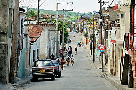街道,场景,圣地亚哥,古巴,加勒比