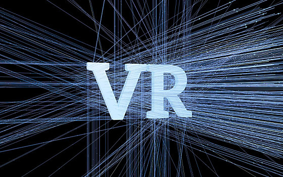 VR英文字母背景,粒子發光線條,人機交互