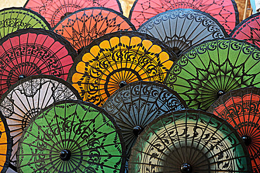 彩色,阳伞,缅甸,亚洲