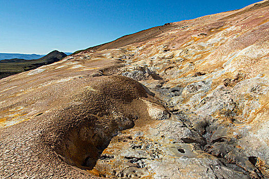 冰岛,彩色,斜坡,火山,区域,火山口,火山岩,地点,硫磺,沉积,温泉