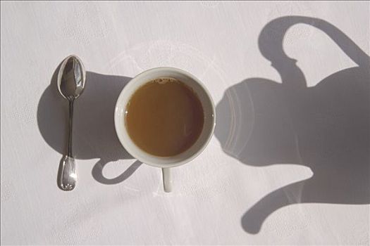 影子,茶壶,上方,茶杯