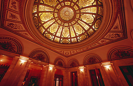 美国,伊利诺斯,芝加哥,文化中心,天花板,玻璃,圆顶