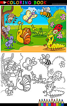 昆虫,上色画册,书页