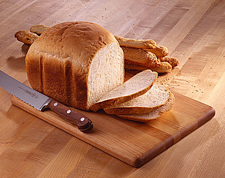 面包,白面包,案板