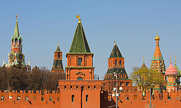 塔,莫斯科,克里姆林宫,圆顶,瓦西里升天大教堂,俄罗斯,欧洲