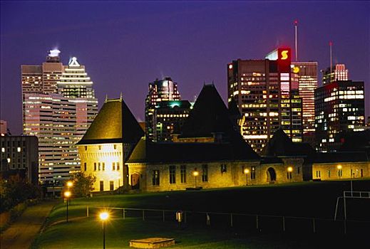 城市,夜晚,蒙特利尔,魁北克,加拿大