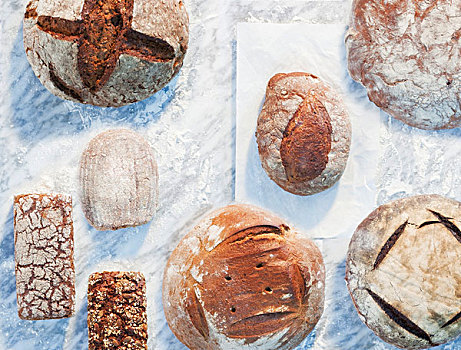 品种,面包,纸,大理石,表面,面粉