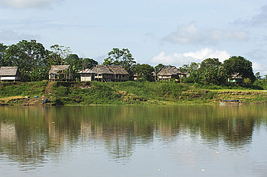 秘鲁,亚马逊盆地,河,小,乡村