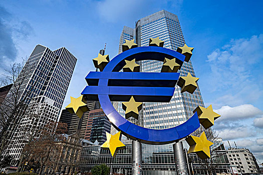 欧洲,中央银行,建筑,欧元标志,法兰克福
