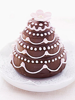 迷你,婚礼蛋糕,巧克力涂层