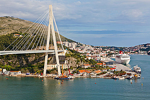 桥,穿过,亚德里亚海,河,地区,杜布罗夫尼克,中心,达尔马提亚,亚得里亚海,海岸,克罗地亚,欧洲