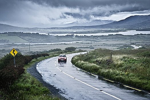 汽车,路湿,康纳玛拉,爱尔兰