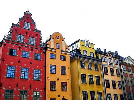 彩色,房子,斯德哥尔摩,老城,城市