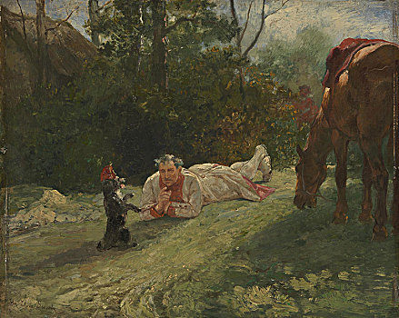 表演,狗,1875年,艺术家,褐色