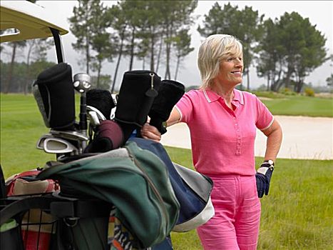 老年,女人,打高尔夫