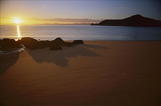 日出,观注,海滩,国家公园,新西兰