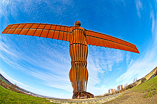 英格兰,泰恩-威尔,盖茨黑德,天使,北方,雕塑,1998年,钢铁,翼展