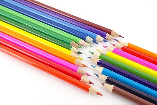 多彩,铅笔,上方,白色