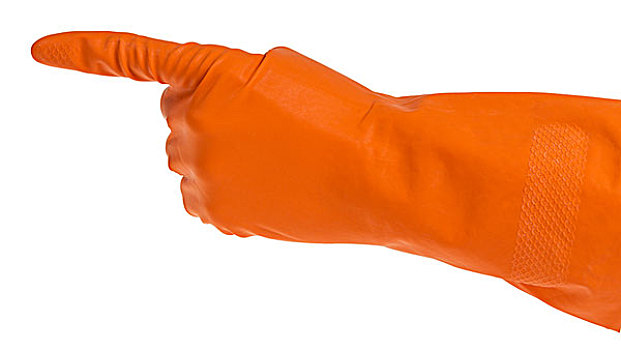 牵手,橙色,手套,指示,手指,隔绝,白色背景