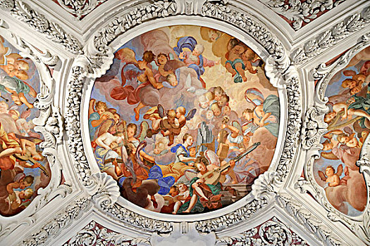天花板,壁画,特写,大教堂,帕绍,下巴伐利亚,巴伐利亚