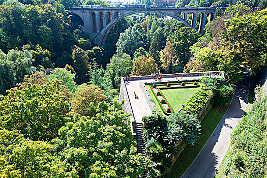 桥,穿过,山谷,卢森堡,欧洲