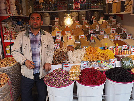 商家,调味品,货摊,市场,伊朗,亚洲