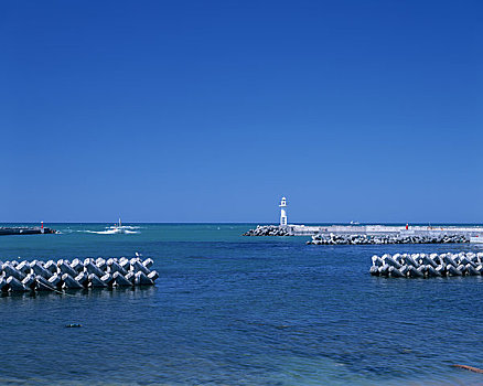 蓝天,海洋,防波堤