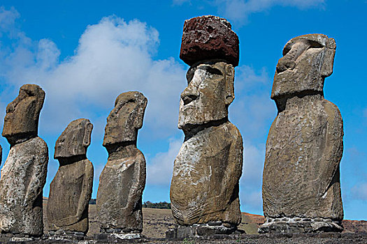 智利,复活节岛,努伊,拉帕努伊国家公园,大,雕塑,仪式,玻利尼西亚,头饰